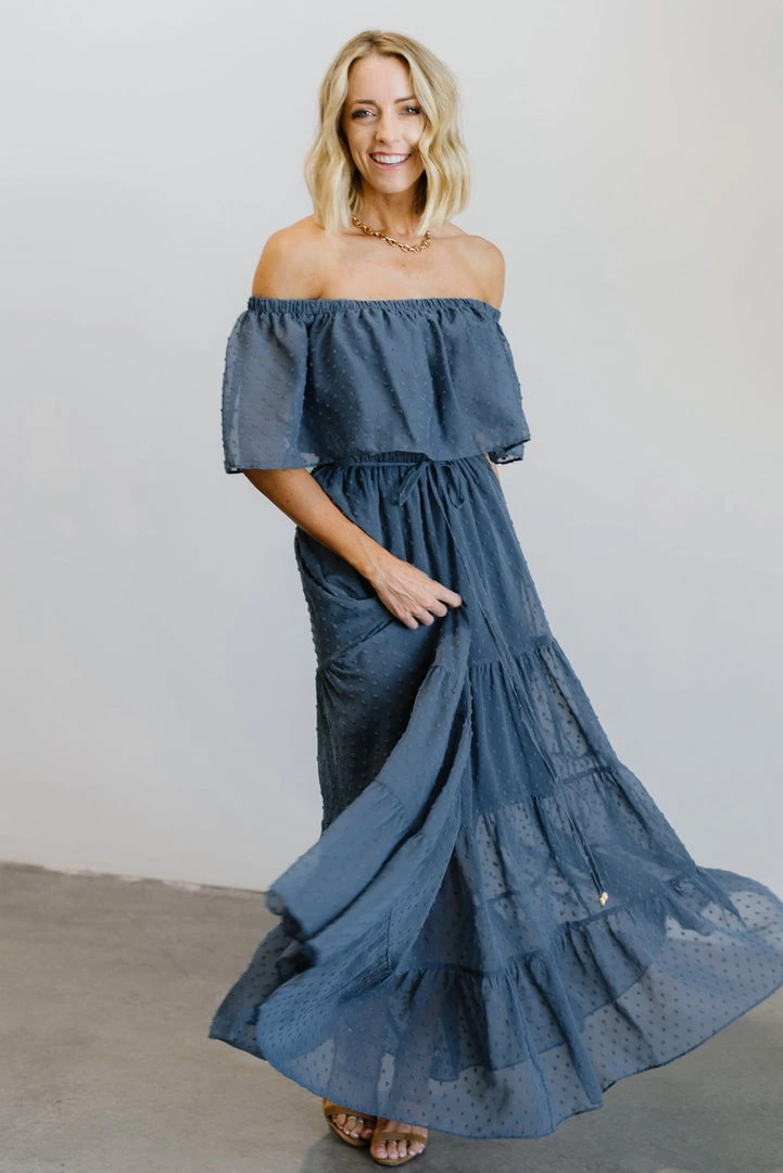 BB Custom Dresses Swiss Dot Maxi Dress | Blue BB Custom Dresses Swiss Dot Maxi Dress | Blue