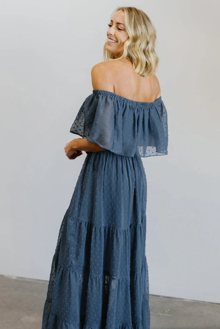 BB Custom Dresses Swiss Dot Maxi Dress | Blue BB Custom Dresses Swiss Dot Maxi Dress | Blue