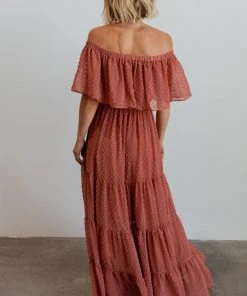 BB Custom Swiss Dot Maxi Dress | Dusty Mauve