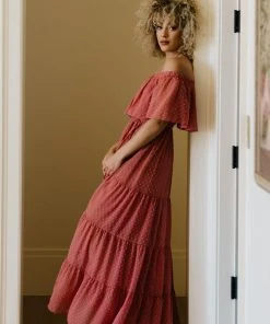 BB Custom Swiss Dot Maxi Dress | Dusty Mauve