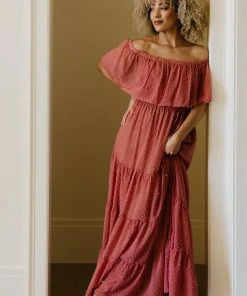 BB Custom Swiss Dot Maxi Dress | Dusty Mauve