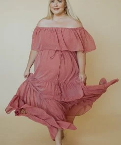 BB Custom Swiss Dot Maxi Dress | Dusty Mauve