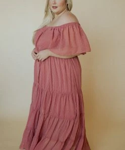 BB Custom Swiss Dot Maxi Dress | Dusty Mauve