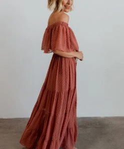 BB Custom Swiss Dot Maxi Dress | Dusty Mauve