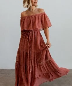 BB Custom Swiss Dot Maxi Dress | Dusty Mauve