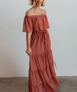 BB Custom Swiss Dot Maxi Dress | Dusty Mauve