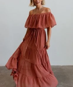 BB Custom Swiss Dot Maxi Dress | Dusty Mauve