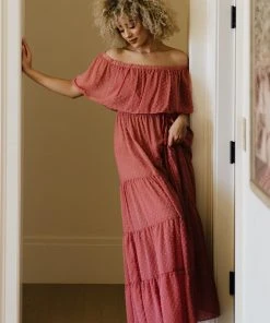 BB Custom Swiss Dot Maxi Dress | Dusty Mauve