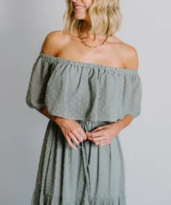 BB Custom Dresses Swiss Dot Maxi Dress | Sage