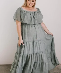 BB Custom Dresses Swiss Dot Maxi Dress | Sage