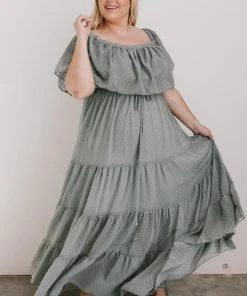 BB Custom Dresses Swiss Dot Maxi Dress | Sage