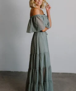 BB Custom Dresses Swiss Dot Maxi Dress | Sage