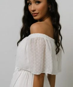 BB Custom Swiss Dot Maxi Dress | White 10 BB Custom Swiss Dot Maxi Dress | White