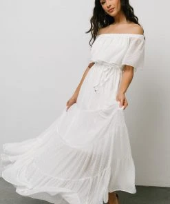 BB Custom Swiss Dot Maxi Dress | White 12 BB Custom Swiss Dot Maxi Dress | White