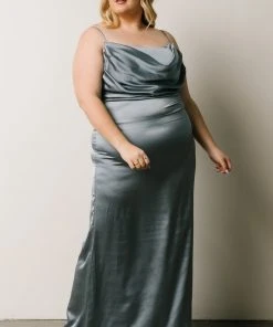 SL Sydney Satin Gown | Dusty Blue Dresses