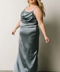 SL Sydney Satin Gown | Dusty Blue Dresses