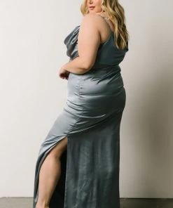 SL Sydney Satin Gown | Dusty Blue Dresses