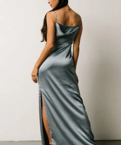 SL Sydney Satin Gown | Dusty Blue Dresses