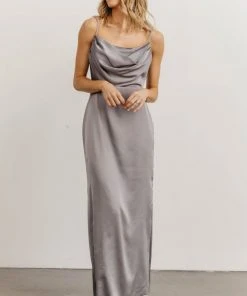 SL Sydney Satin Gown | Silver