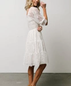 BB Custom Dresses Tate Smocked Lace Short Dress | Off White
