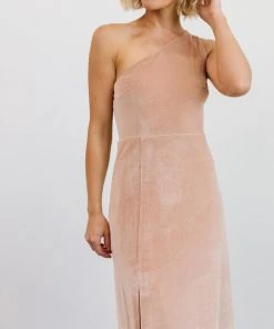 BB Custom Tatiana Velvet One Shoulder Maxi Dress | Champagne Dresses