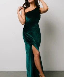 BB Custom Tatiana Velvet One Shoulder Maxi Dress | Emerald Dresses 4 BB Custom Tatiana Velvet One Shoulder Maxi Dress | Emerald Dresses