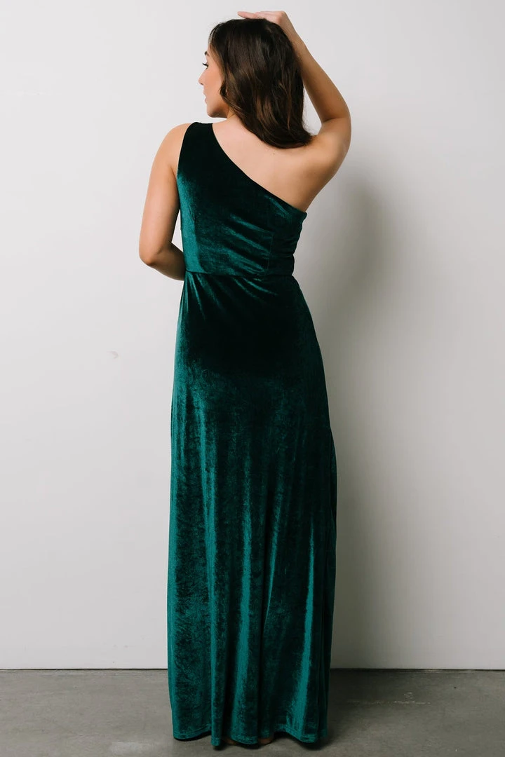BB Custom Tatiana Velvet One Shoulder Maxi Dress | Emerald Dresses BB Custom Tatiana Velvet One Shoulder Maxi Dress | Emerald Dresses