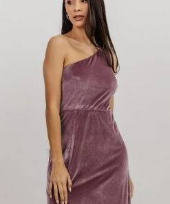 BB Custom Tatiana Velvet One Shoulder Maxi Dress | Orchid