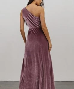 BB Custom Tatiana Velvet One Shoulder Maxi Dress | Orchid