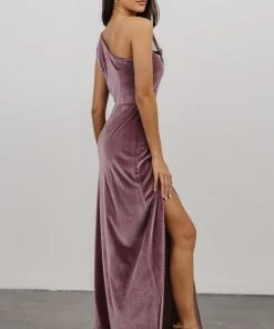 BB Custom Tatiana Velvet One Shoulder Maxi Dress | Orchid