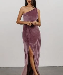 BB Custom Tatiana Velvet One Shoulder Maxi Dress | Orchid