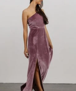BB Custom Tatiana Velvet One Shoulder Maxi Dress | Orchid