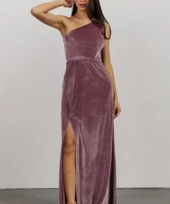BB Custom Tatiana Velvet One Shoulder Maxi Dress | Orchid
