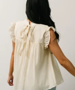 IL Tops Tayler Mock Neck Blouse | Cream