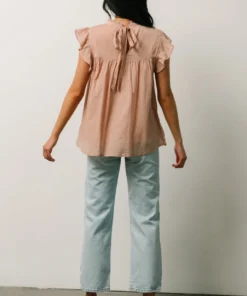 IL Tayler Mock Neck Blouse | Peach