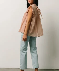 IL Tayler Mock Neck Blouse | Peach