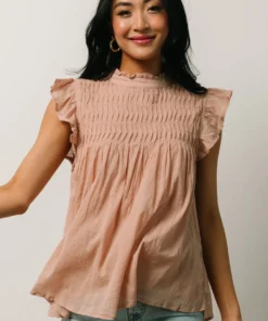 IL Tayler Mock Neck Blouse | Peach