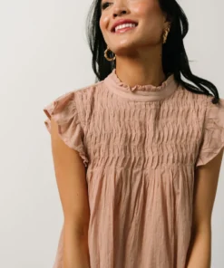 IL Tayler Mock Neck Blouse | Peach