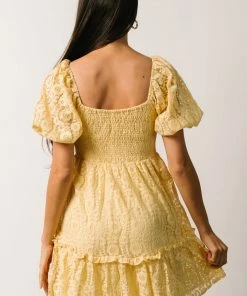 FT Terry Puff Sleeve Mini Dress | Yellow