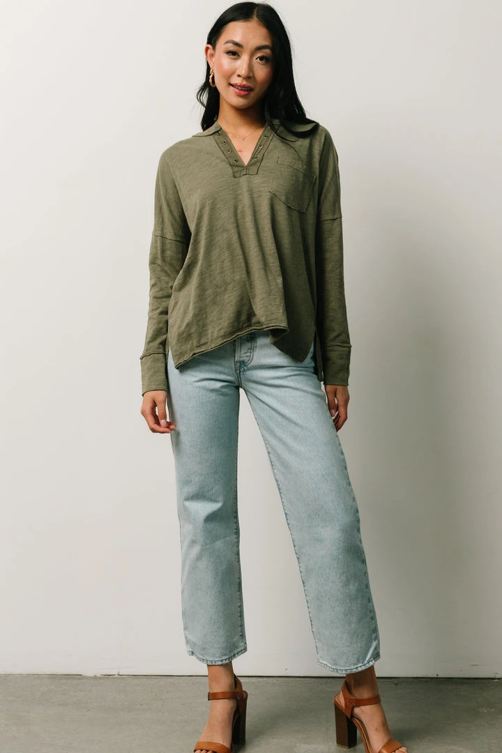IL Boho Thatcher Long Sleeve Top | Olive 5 IL Boho Thatcher Long Sleeve Top | Olive