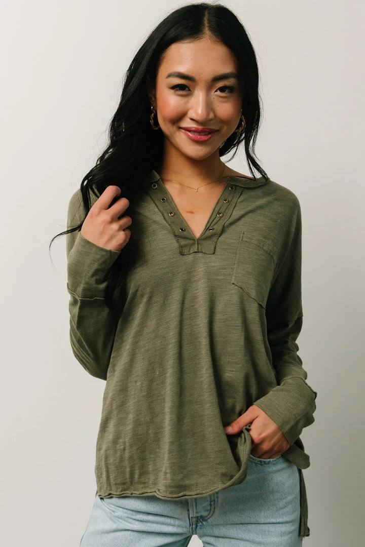 IL Boho Thatcher Long Sleeve Top | Olive 9 IL Boho Thatcher Long Sleeve Top | Olive