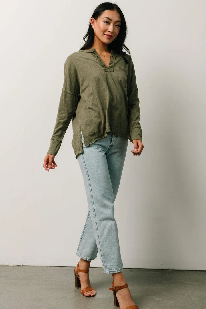 IL Boho Thatcher Long Sleeve Top | Olive 2 IL Boho Thatcher Long Sleeve Top | Olive