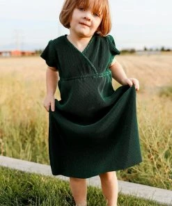 BB Custom Dresses Toddler Athena Pleated Midi Dress | Forest