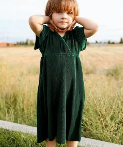 BB Custom Dresses Toddler Athena Pleated Midi Dress | Forest