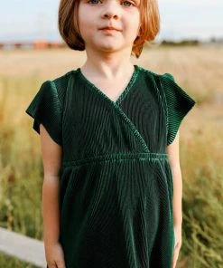 BB Custom Dresses Toddler Athena Pleated Midi Dress | Forest