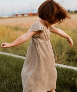 BB Custom Toddler Athena Pleated Midi Dress | Gold Flower Girl