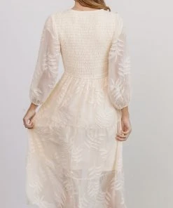 POL Tommi Smocked Midi Dress | Vintage Cream