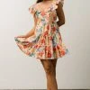 SL Dresses Tonya Ruffle Mini Dress | Orange Multi Floral