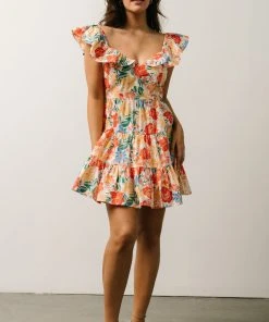 SL Dresses Tonya Ruffle Mini Dress | Orange Multi Floral