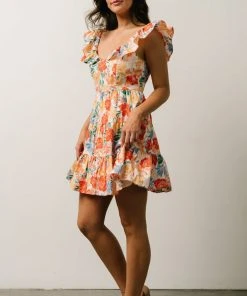 SL Dresses Tonya Ruffle Mini Dress | Orange Multi Floral